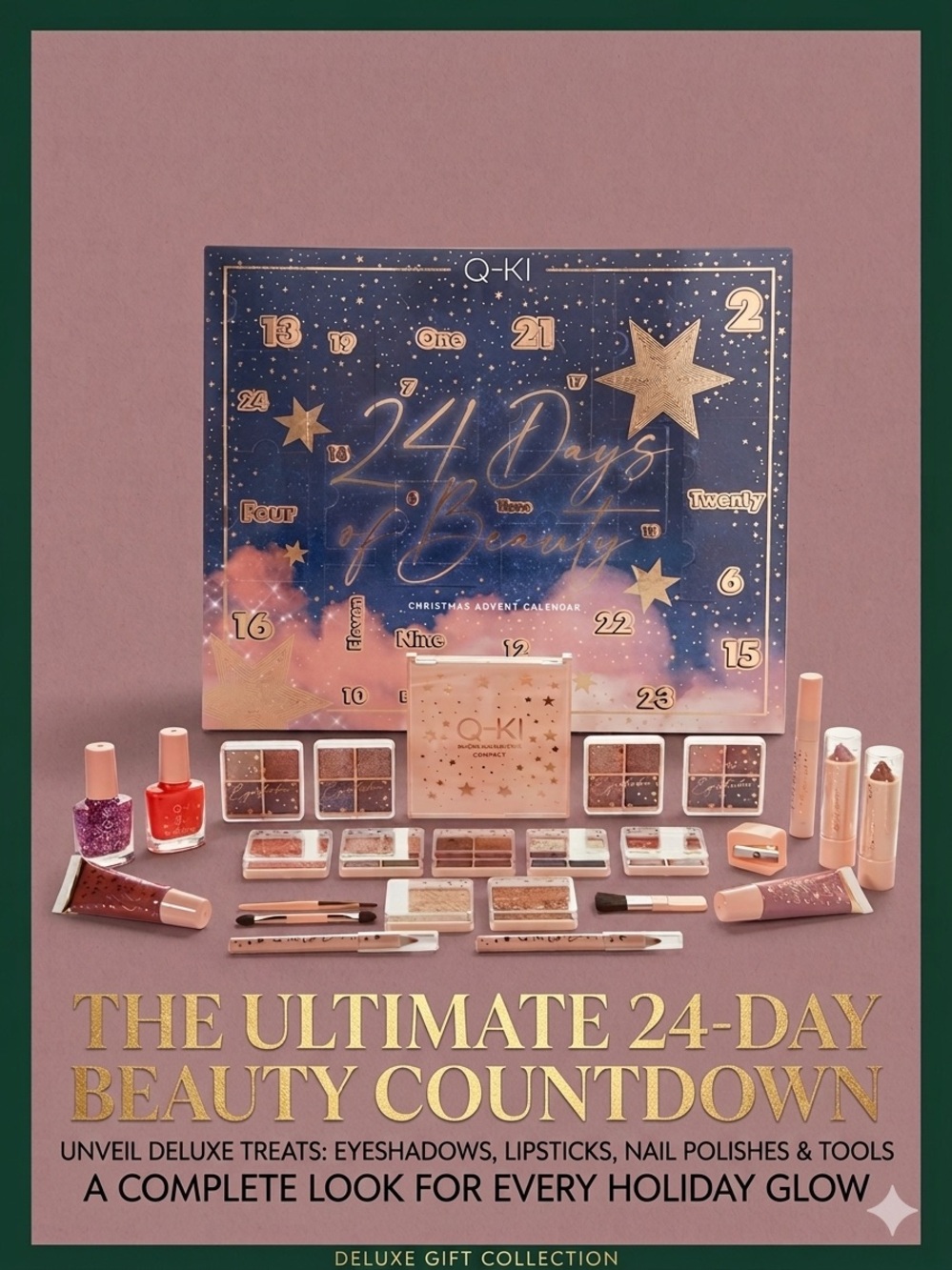 Q-KI Women's 24 Days of Beauty Christmas Advent Calendar Makeup Gift Set New